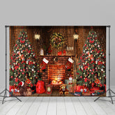 Lofaris Luxurious House With Fireplace Merry Christmas Backdrop